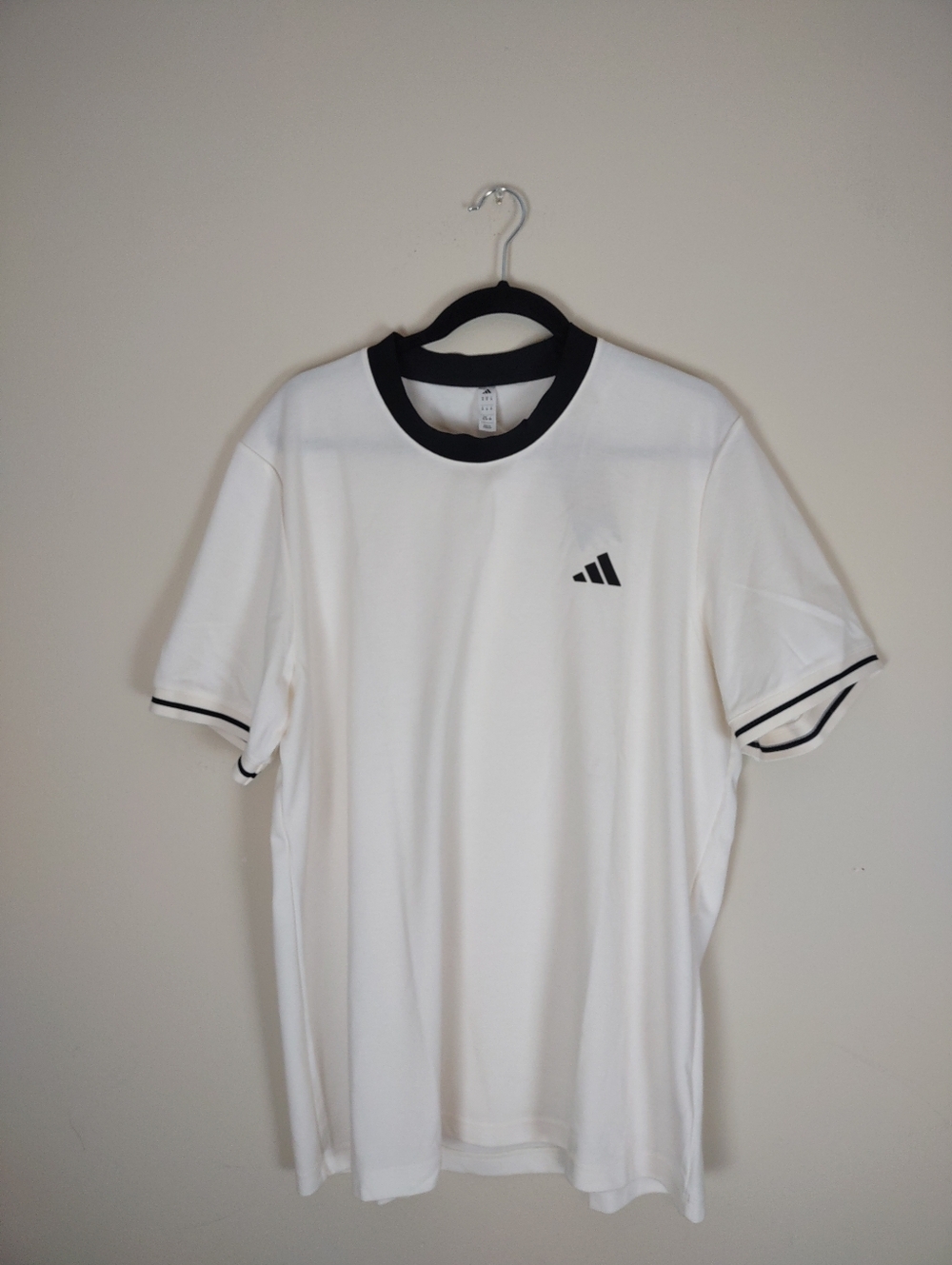 Adidas White Short Sleeve Tee with Black Trim